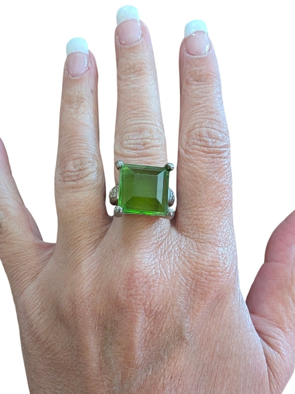 Green Square Statement Ring - Women Jewelry